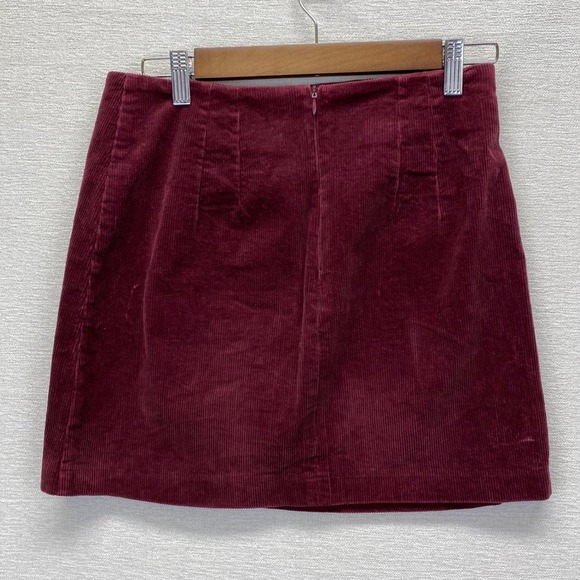 Altar'd State Corduroy A Line Button Front Skirt Burgundy Size Medium Stretch - Picture 3 of 9